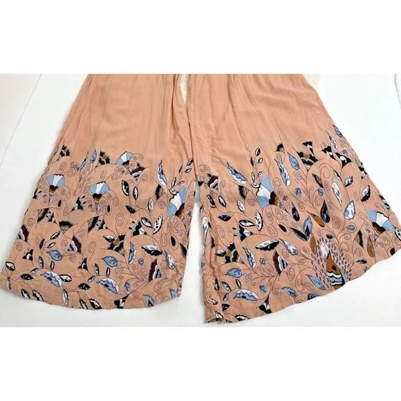 Jaase Wide Leg Floral Jumpsuit Anthropologie Size Small Pink Blue Bohemian - Picture 6 of 13